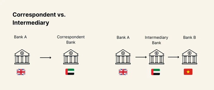 correspondent vs intermediary bank infographic